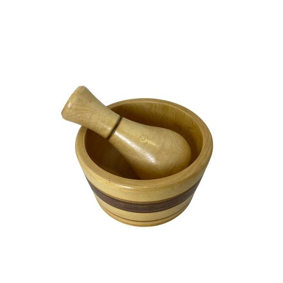 WOODEN MORTAR/PESTLE MADE IN PERU HERBS GRINDER SPICE KITCHENWARE VERSATILE - Picture 12 of 13